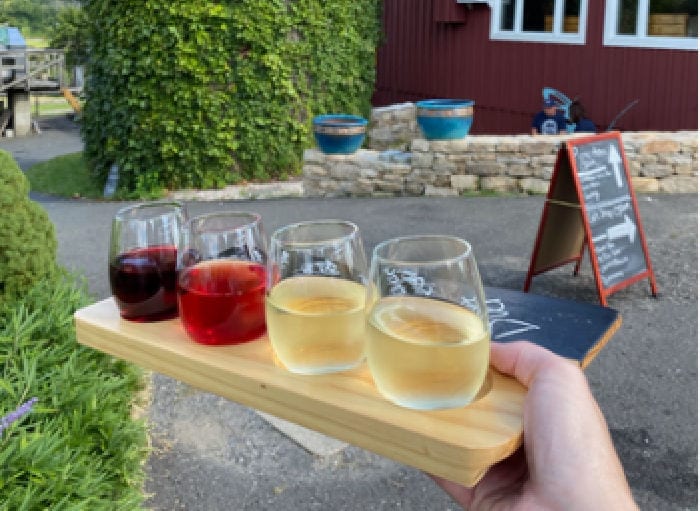 Wine flight at Hopkins Winery