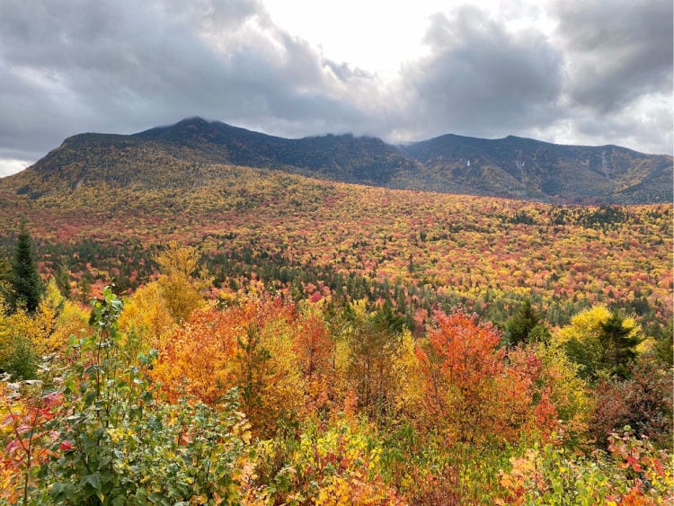 Kancamagus Highway view of the mountains in the fall