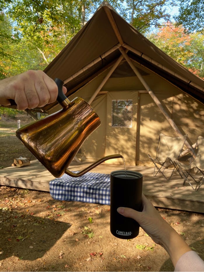 CamelBak travel mug with hot water being poured 