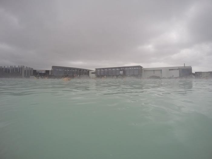 Blue Lagoon water and buildings in Iceland