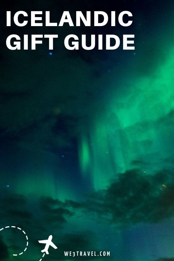 Icelandic Gift Guide on the green northern lights background