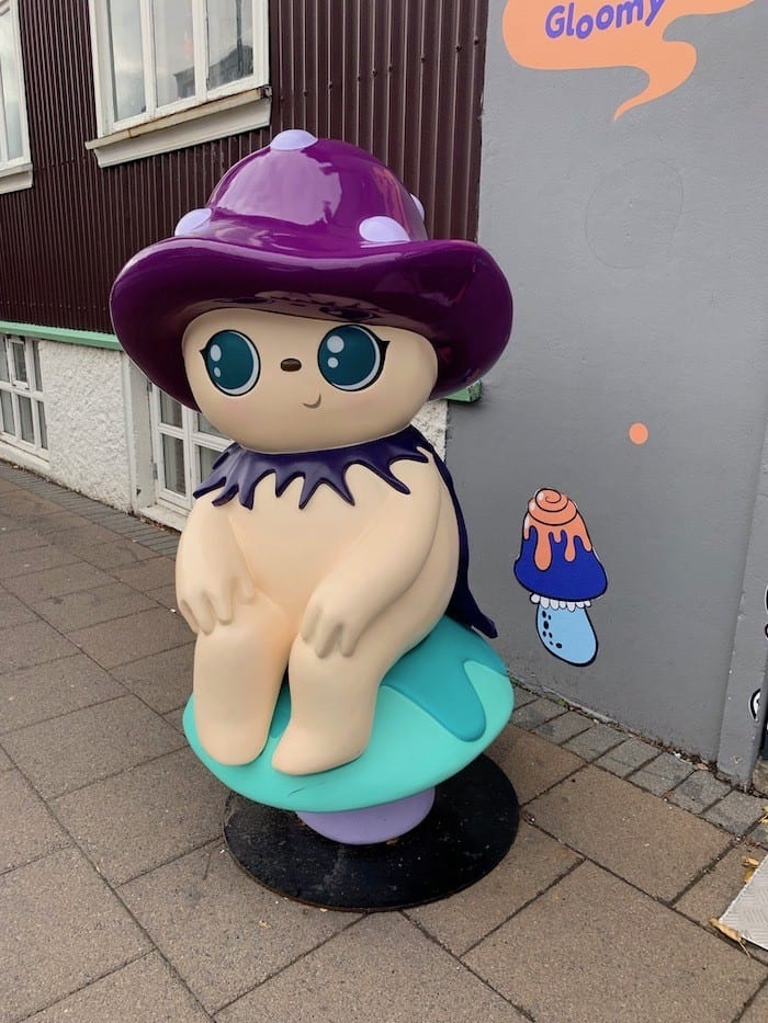 Tulipop character statue on street in Reykjavik