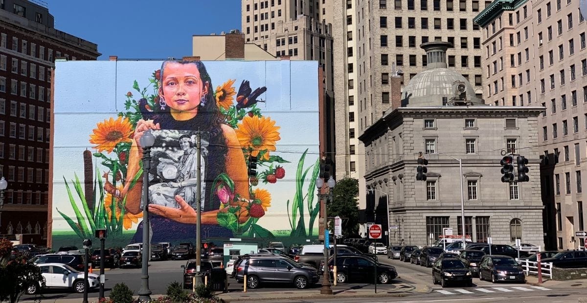 Still here mural by Gaia in Providence