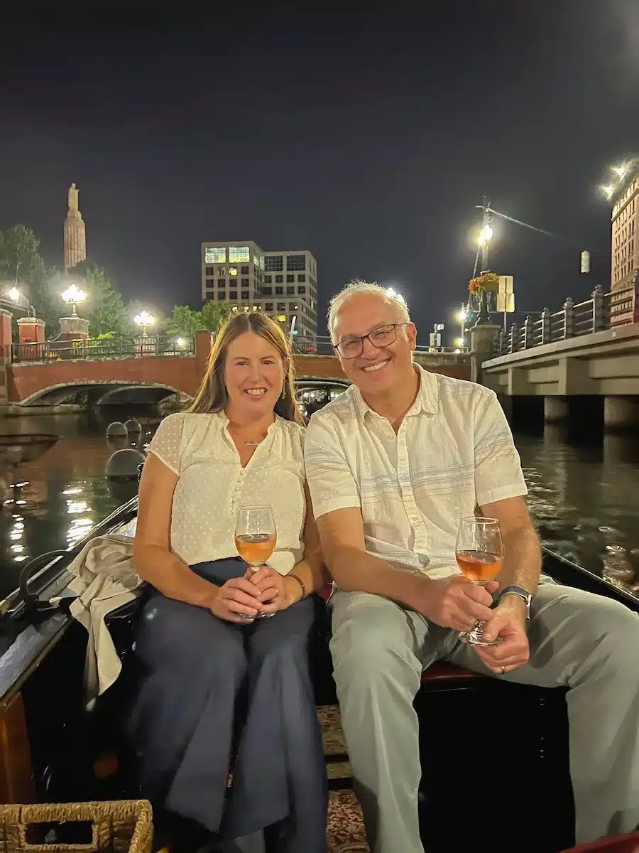 Tamara and Glenn in a gondola in Providence