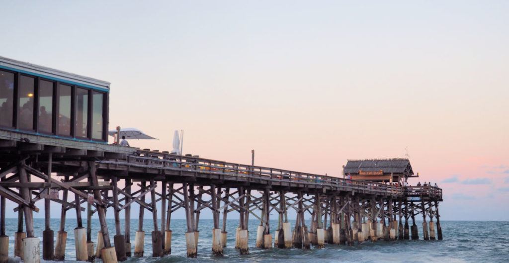 Cocoa Beach pier at sunset