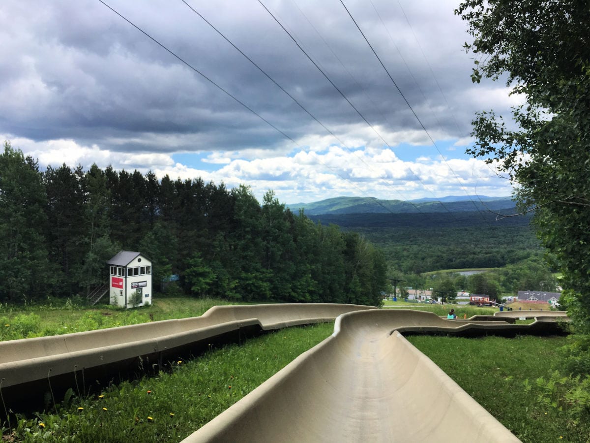 Alpine slide tracks at Bromley Mountain