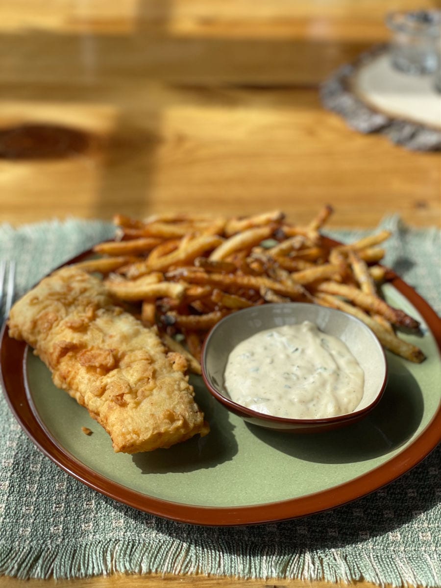 Fish and chips with tartar sauce