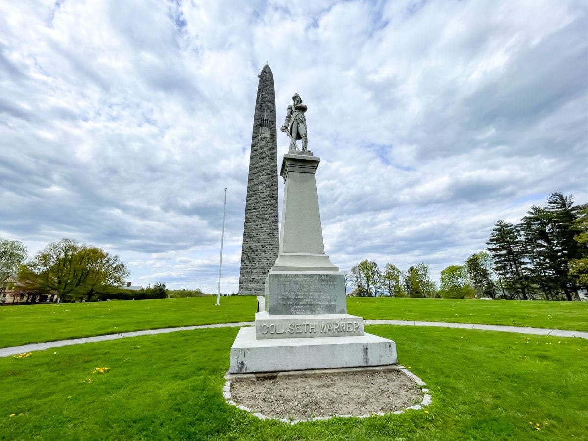 Bennington Monument and statue of Col. Seth Warner