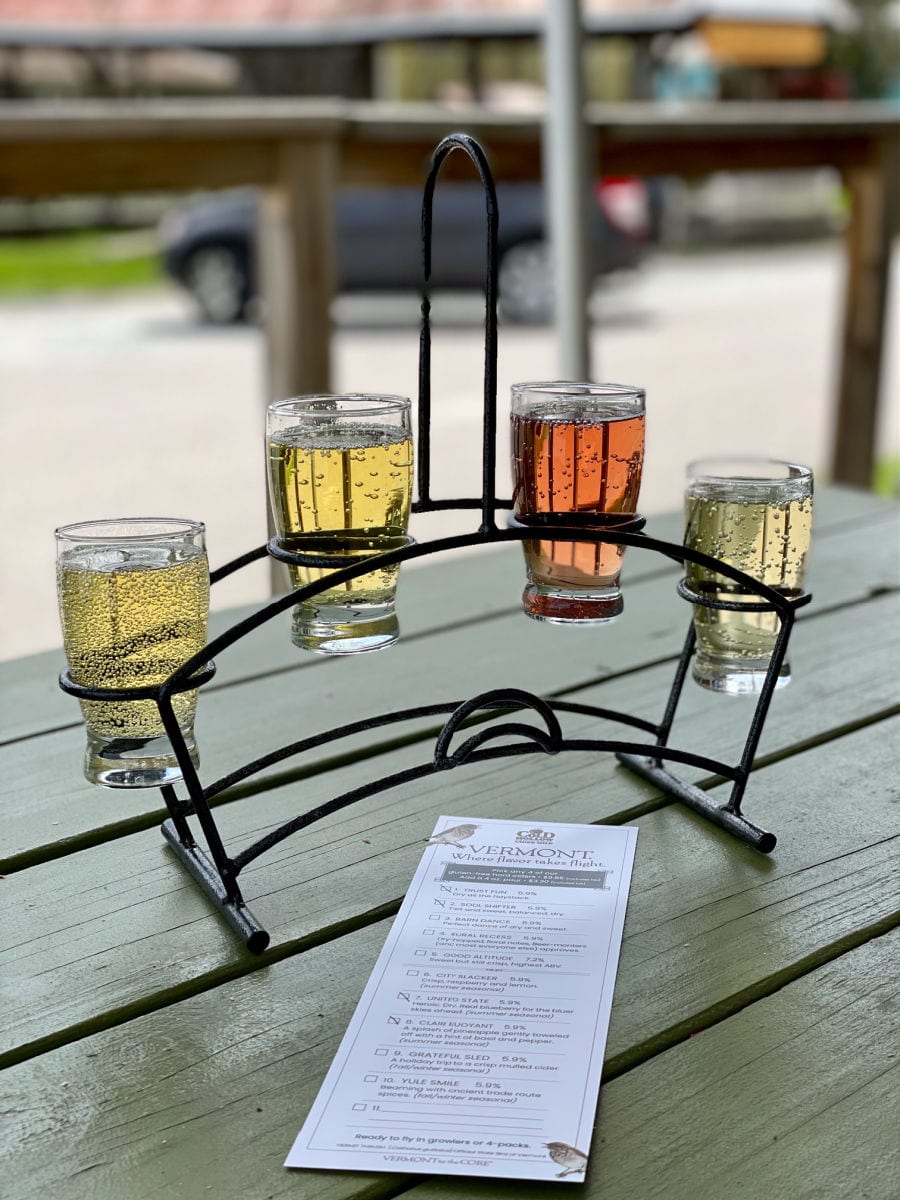 Hard cider tasting flight at Cold Hollow Cider Mill