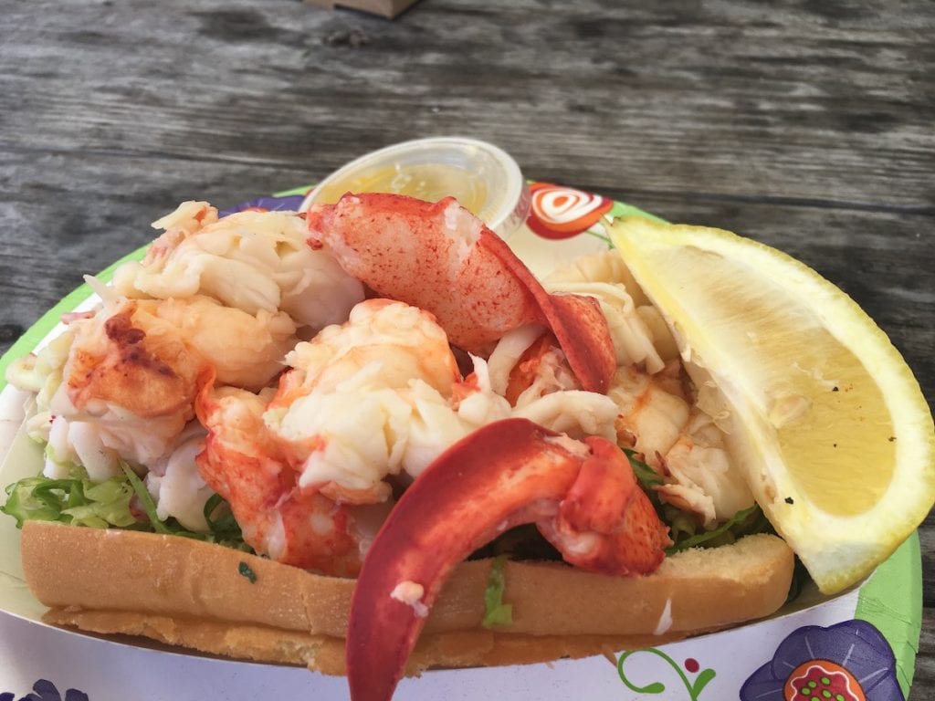 Lobster roll with lemon and butter on the side from Millers Brothers Seafood