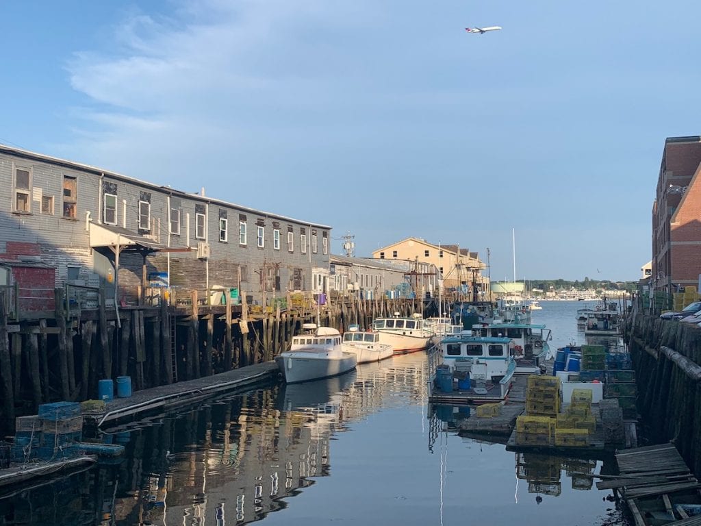 Portland Maine harbor with boats