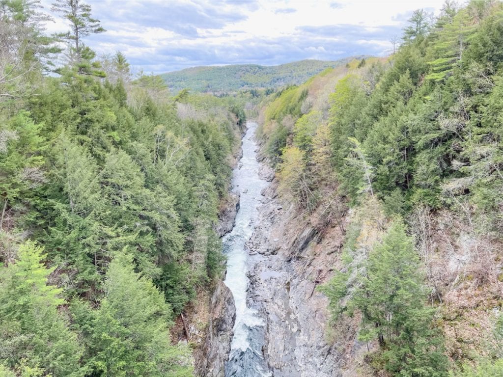 Quechee Gorge and river from above