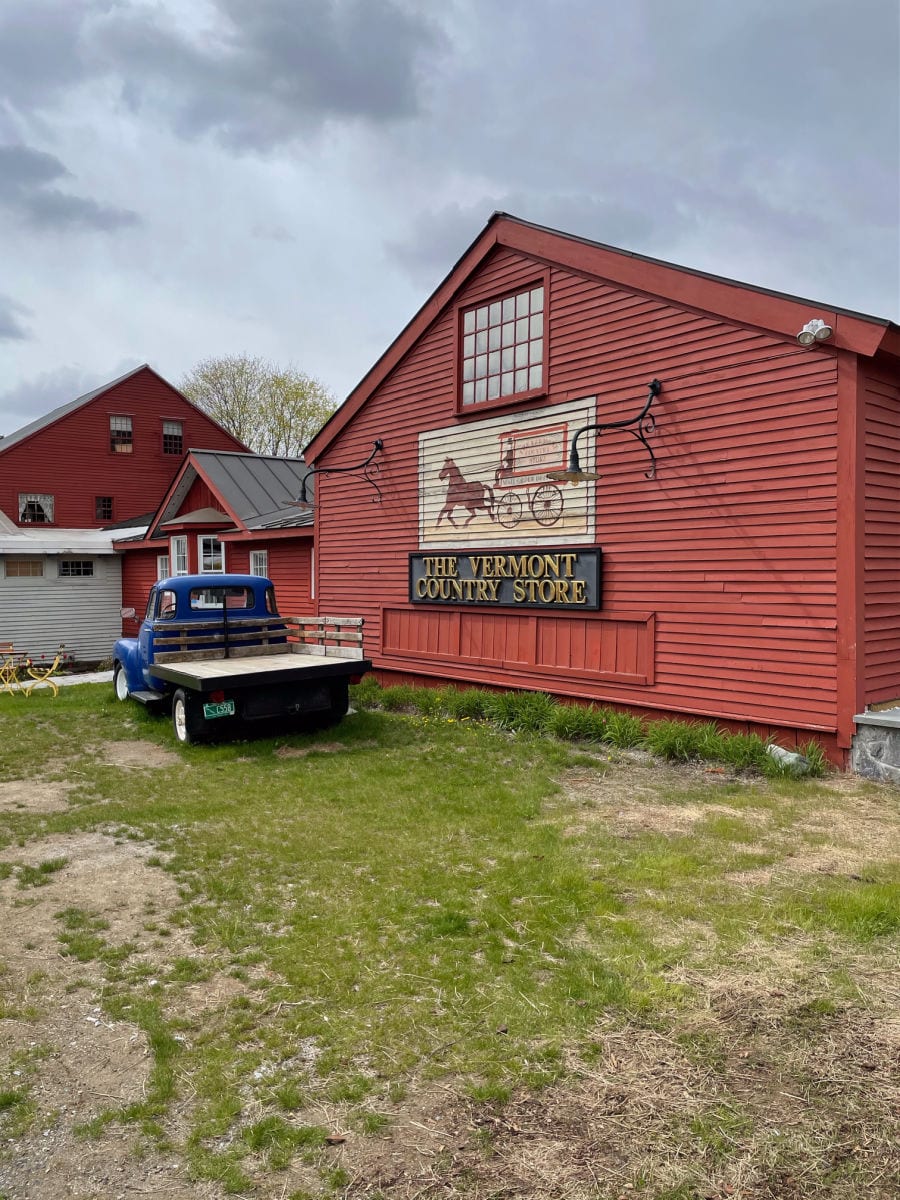 Vermont country store with blue truck