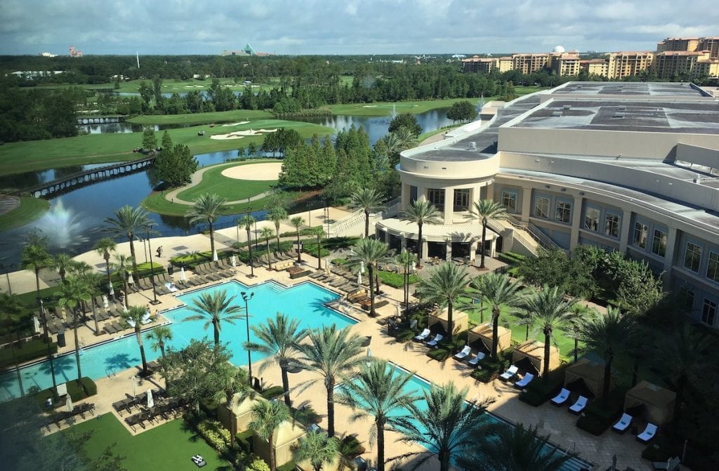 View of pool and golf course from the Waldorf Astoria Orlando