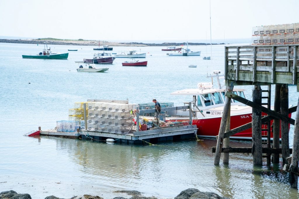 Cape Porpoise fishing pier and lobster boat