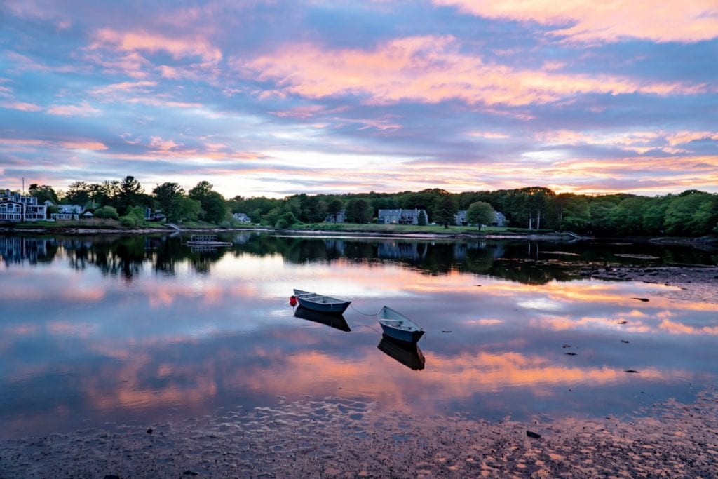 Kennebunk port harbor at sunset