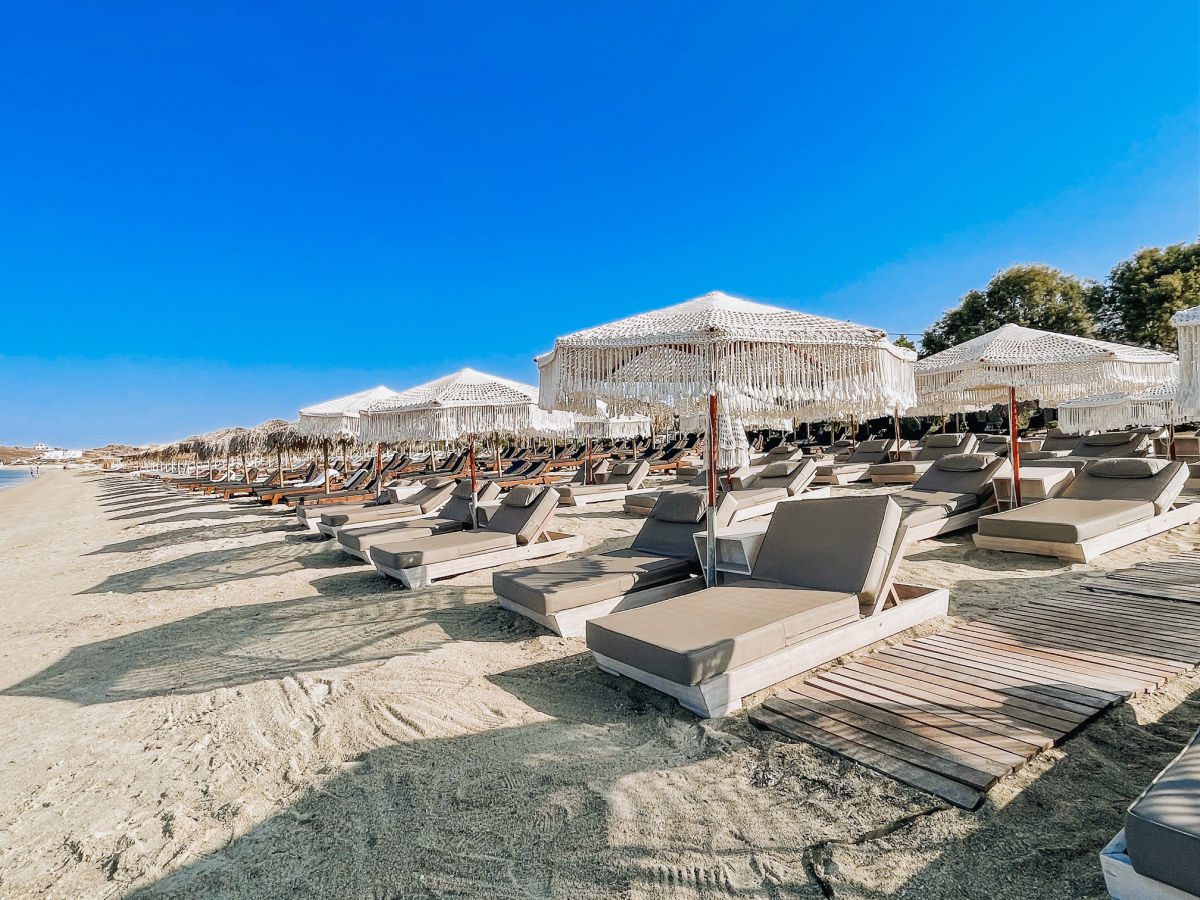 Beach chairs on Agios Prokopios beach