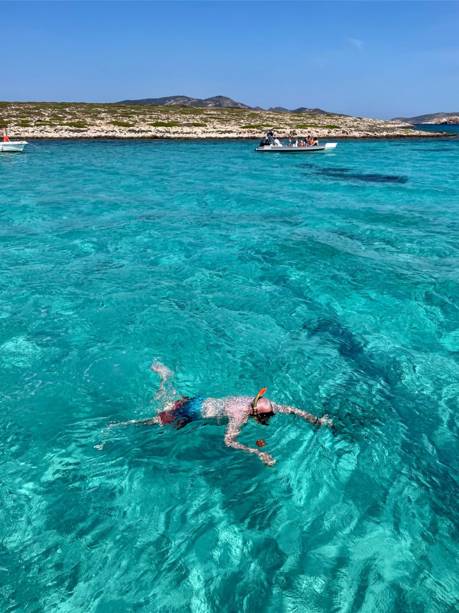 Man snorkeling off Antiparos