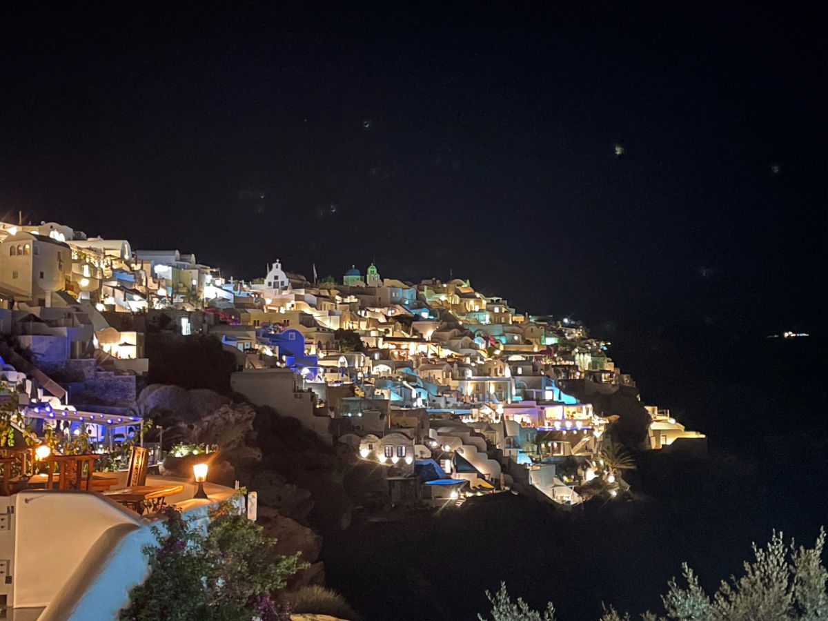 Oia town at night