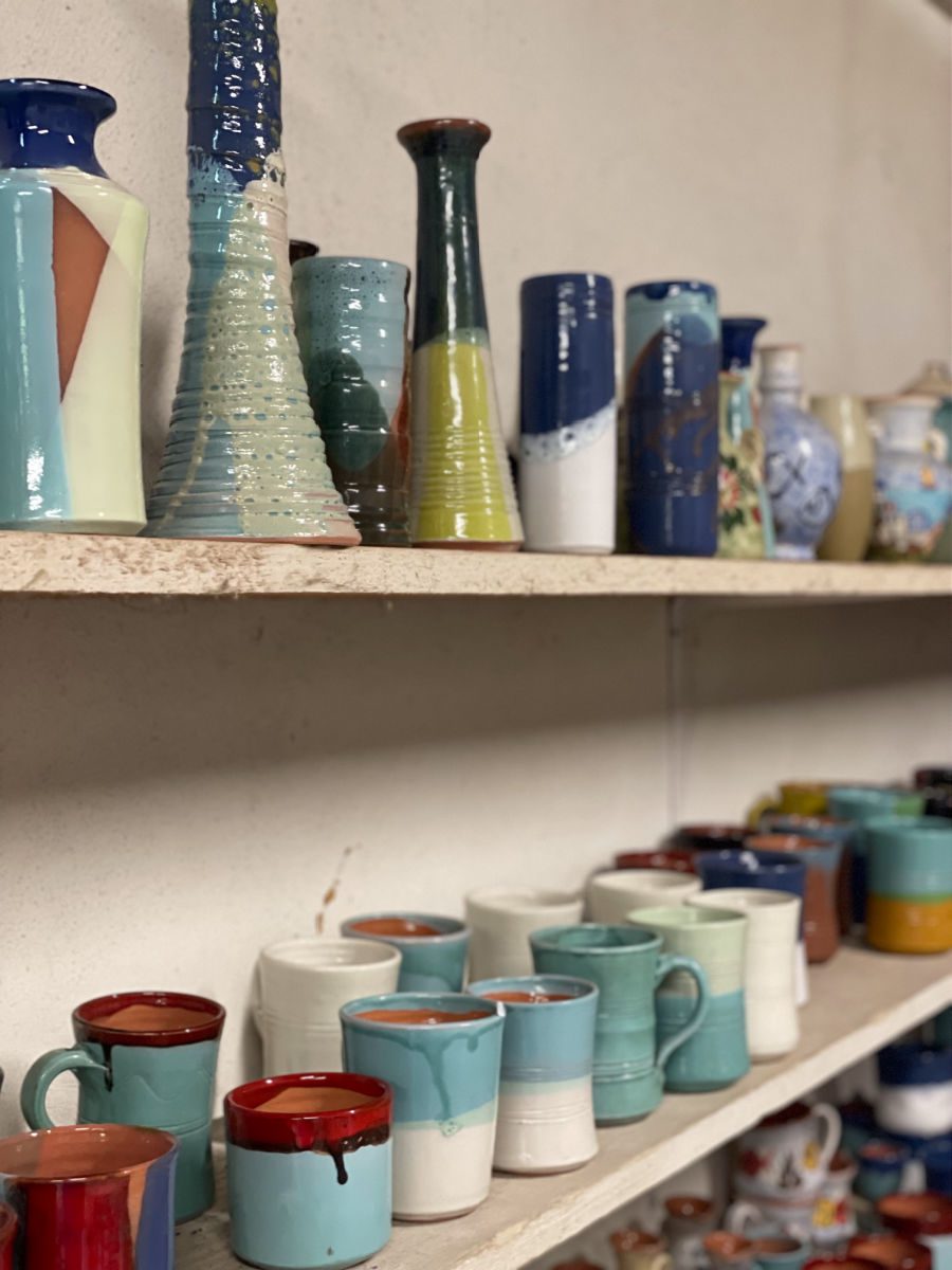 Pottery vases and cups