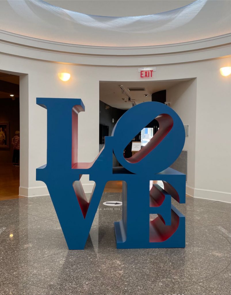 Robert Indiana LOVE sculpture in Farnsworth Art Museum