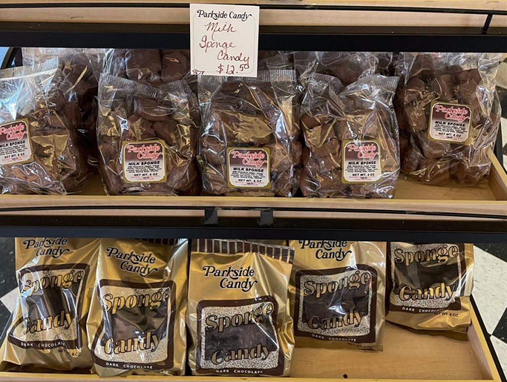 Bags of sponge candy from Parkside Candy