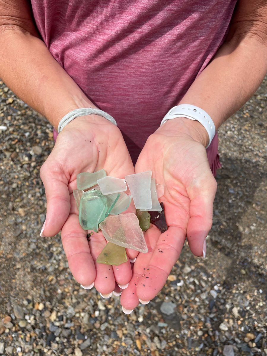 Seaglass in woman's hands