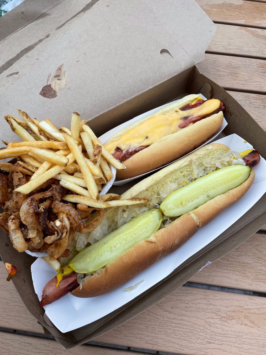 Footlong and regular hot dog from Ted's Hot Dogs in Buffalo