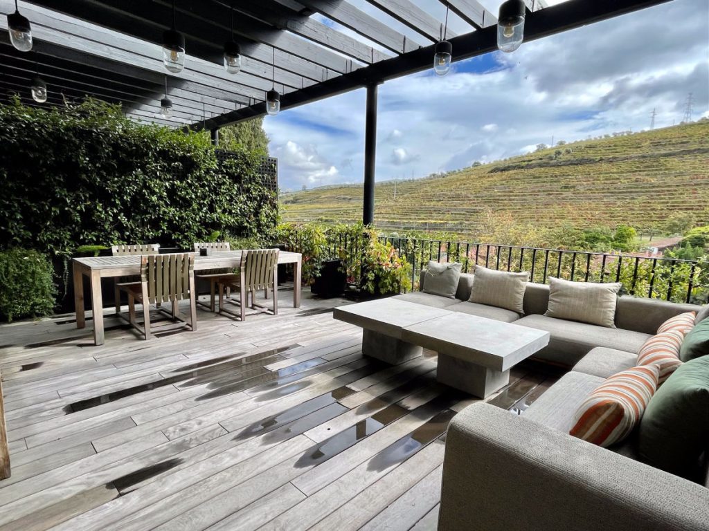 Suite terrace overlooking the vineyards at the Six Senses Douro Valley