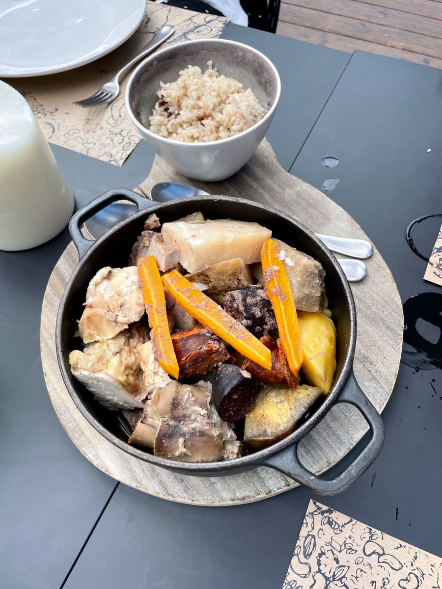 Cozido das Furnas stew and rice at A Terra at the Furnas Boutique Hotel restaurant