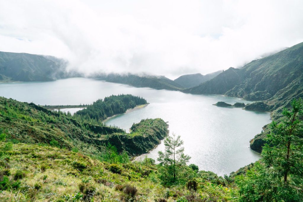 Lagoa Do Fogo Crater Lake Within The Agua De Pau Massif