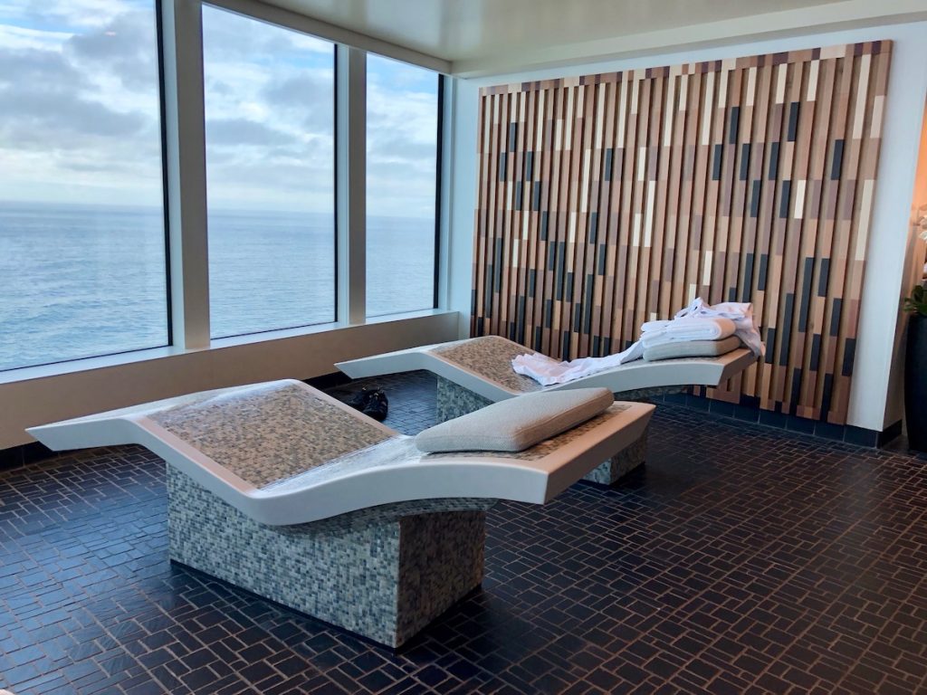 tiled loungers in Norwegian Bliss Spa