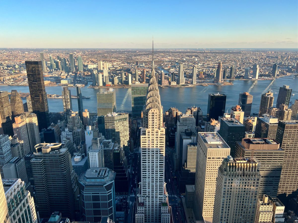 View of the Chrysler Building and Hudson River from Summit One Vanderbilt