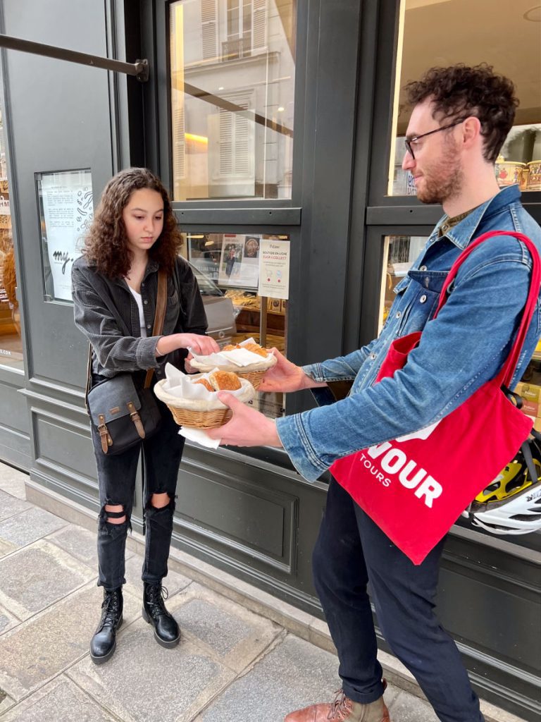 Sampling croissants on a Devour Food Tour in Paris