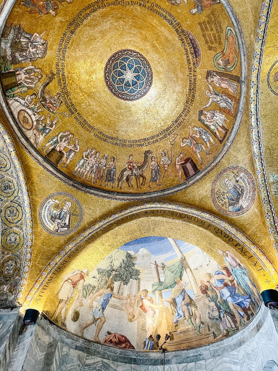 Gold mosaics inside St. Mark's Basilica in Venice