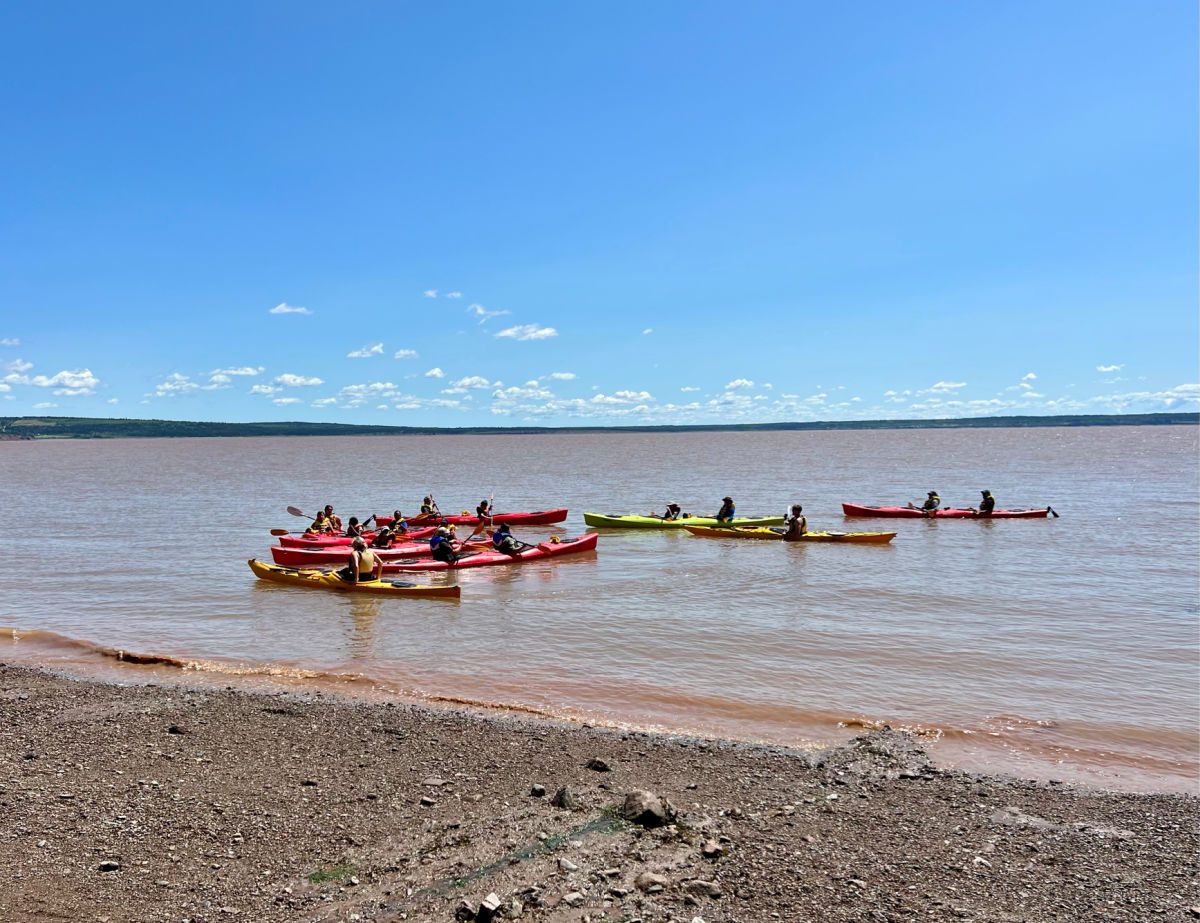 Kayaks in Bay of Fundy at Hopewell Rocks