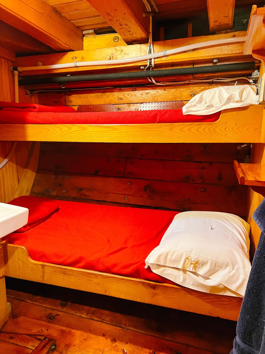 Bunk beds in Cabin 14 on the Schooner Heritage