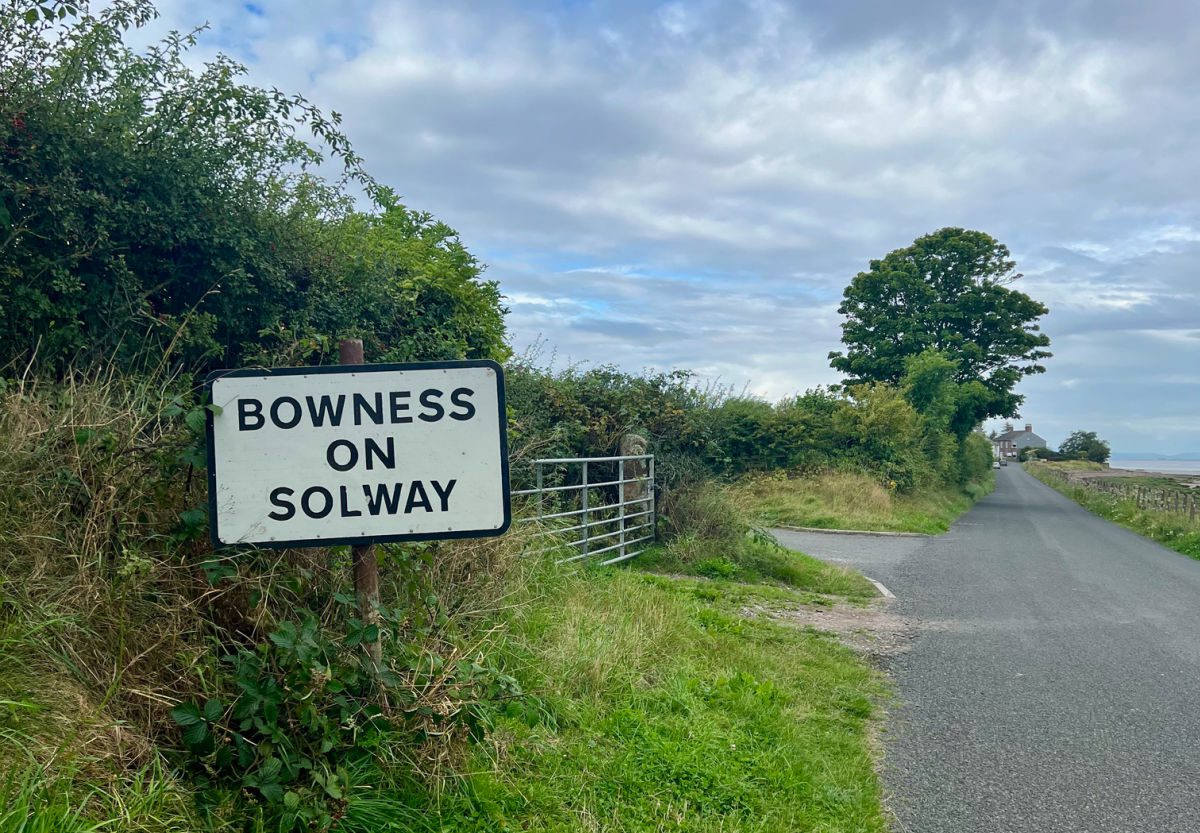 Bowness-on-Solway sign next to the road