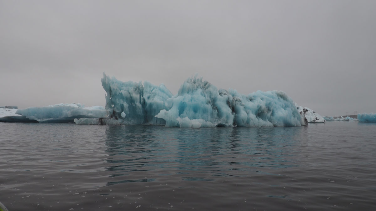 Blue iceberg on Jokulsarlon glacier lagoon