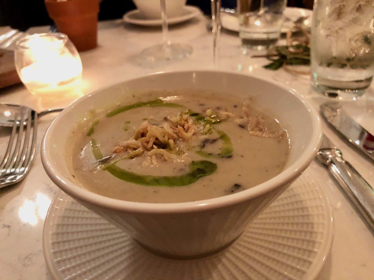 Mushroom soup in a bowl