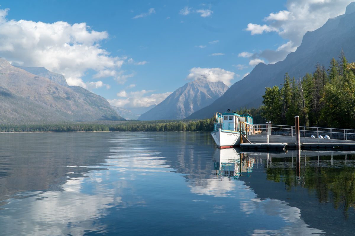 Boat on Lake McDonald in Glacier National Park