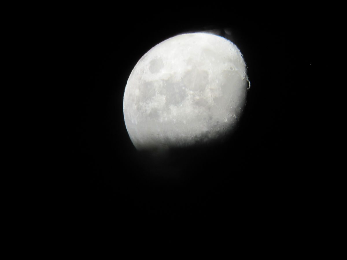 Close up of the moon through a telescope