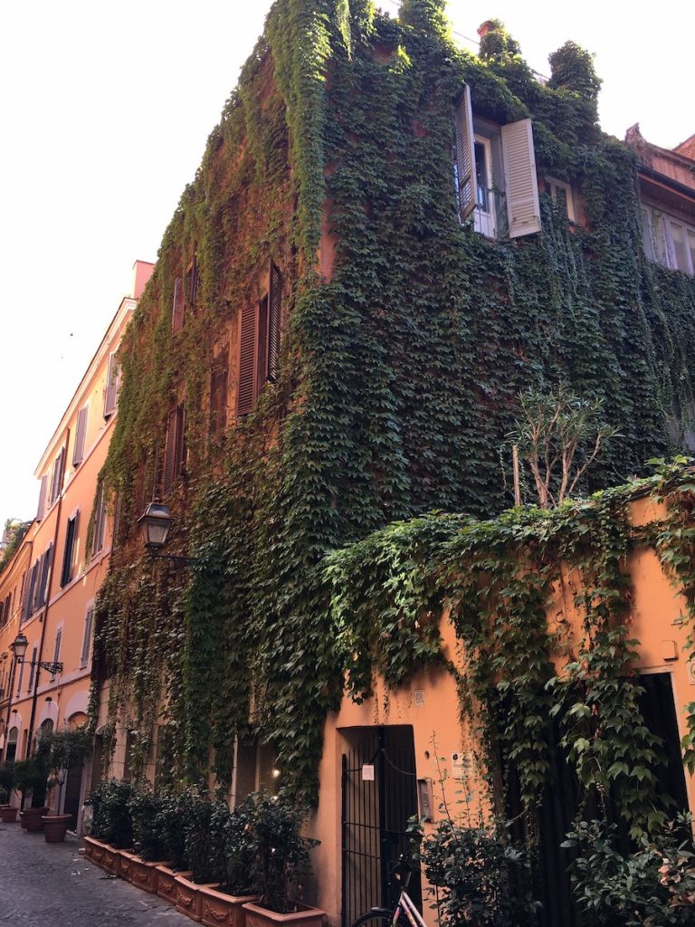 Via Margutta building with ivy covered