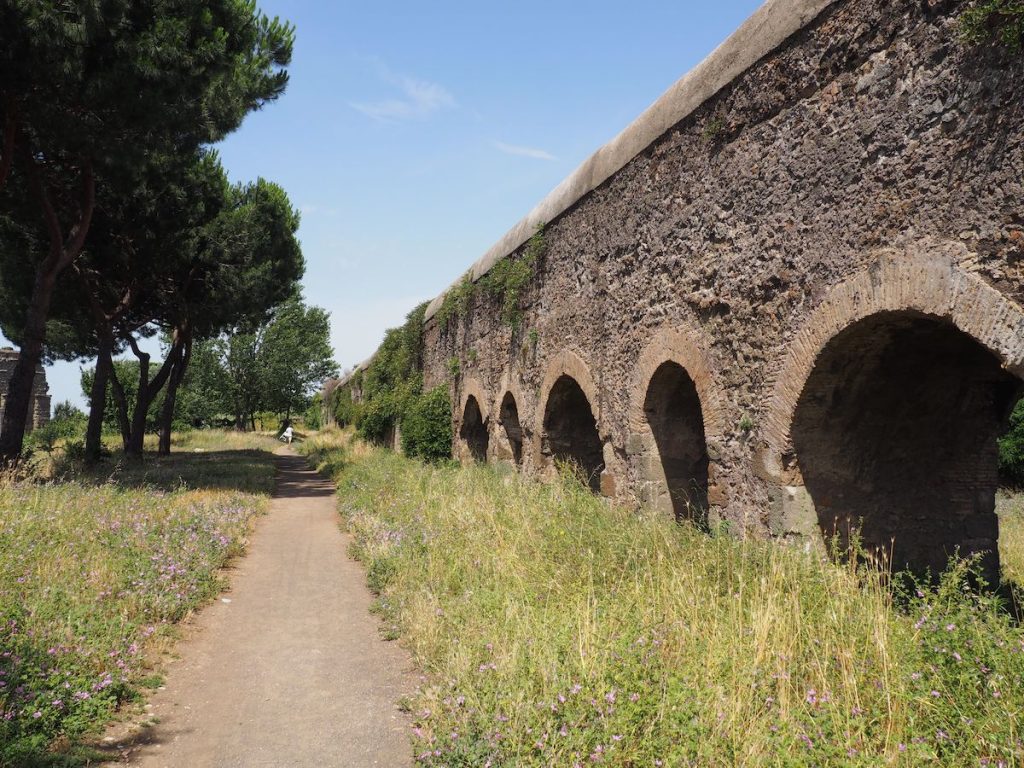Aqueduct on angle alongside path