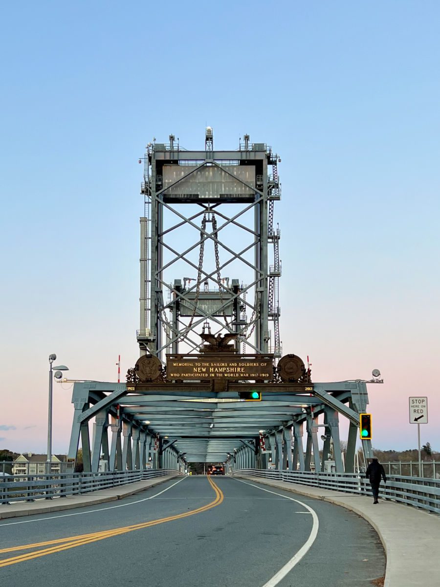 Portsmouth memorial bridge at sunset