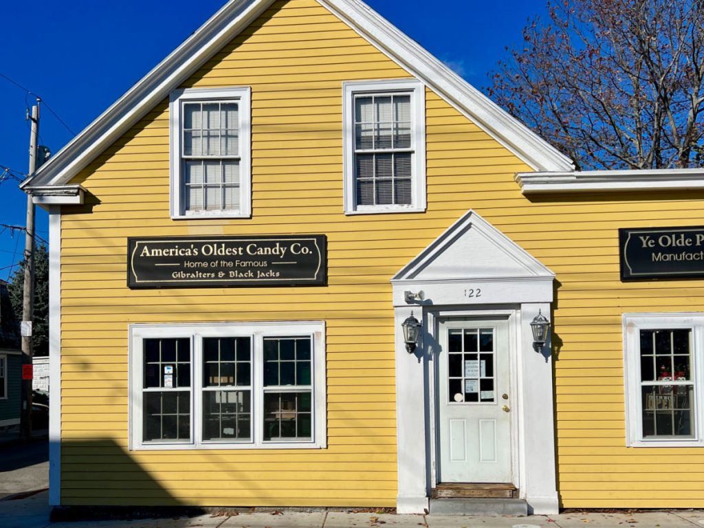 Yellow building of America's Oldest Candy Co.