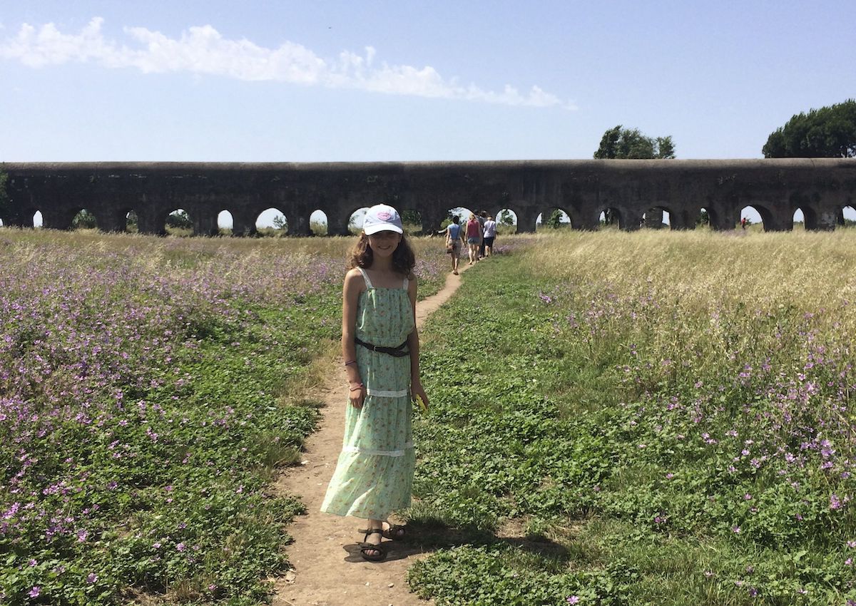 girl at Aqueduct Park in Rome