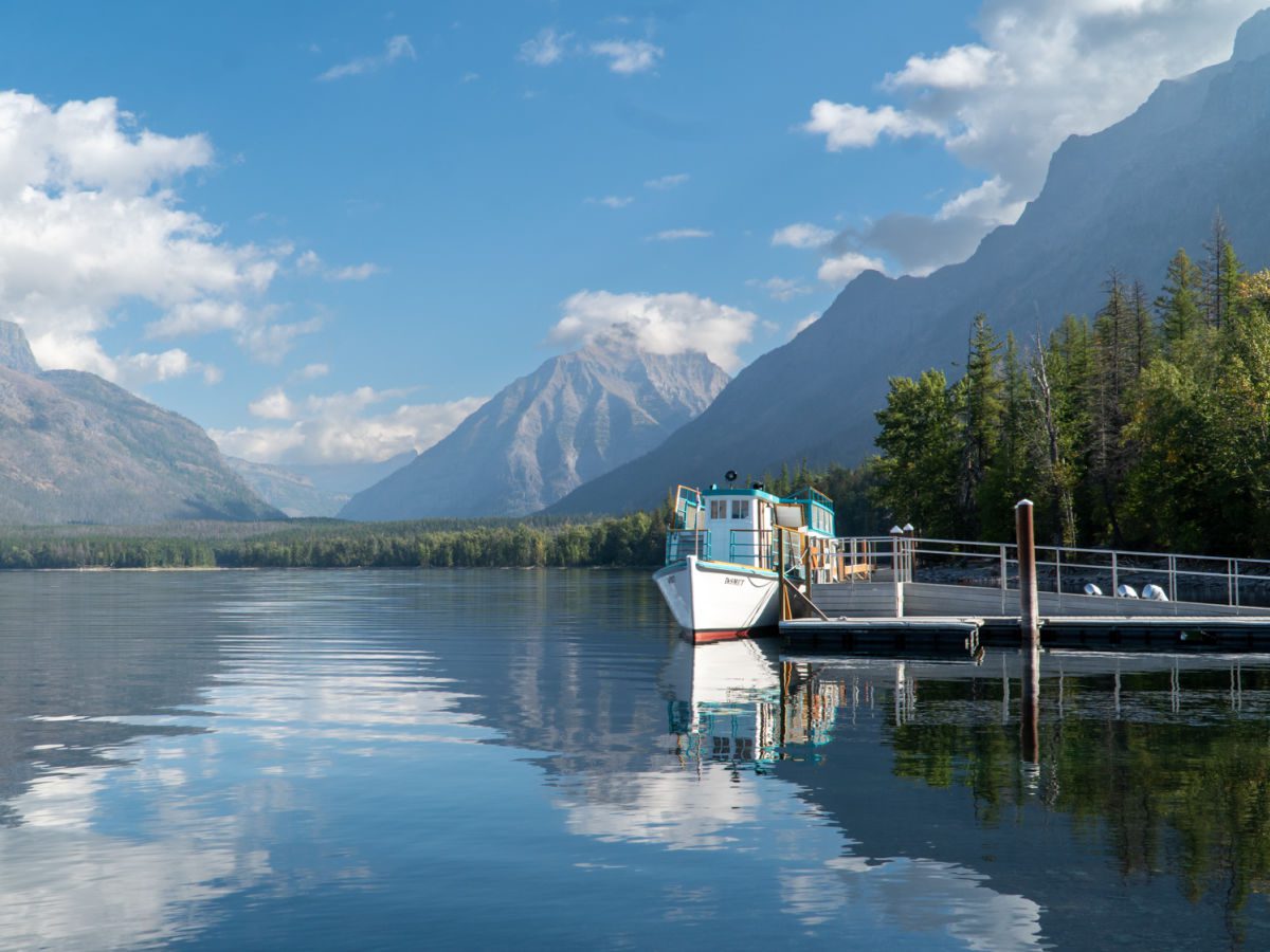 Boat on Lake McDonald in Glacier NATIONAL Park