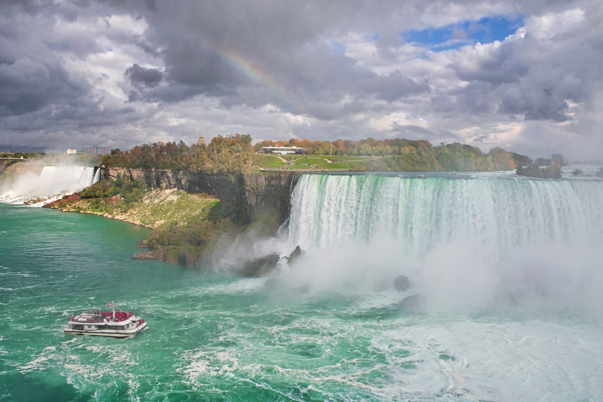 Hornblower boat approaching falls - things to do in Niagara with kids