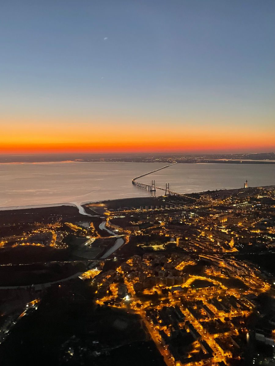 Lisbon from the plane at dawn